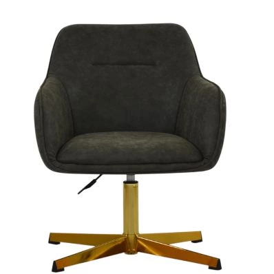Ray Office Chair Slate Grey Faux Leather & Gold