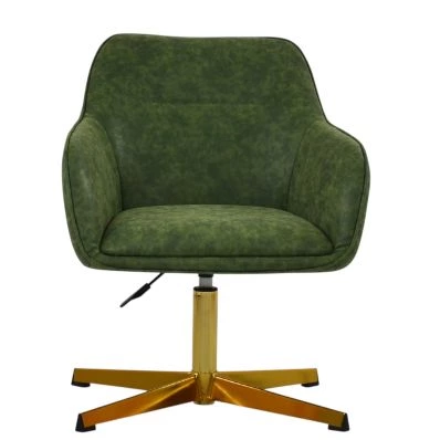 Ray Office Chair Aged Olive Green Faux Leather & Gold