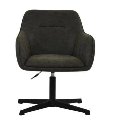 Levy Office Chair Slate Grey Faux Leather & Black