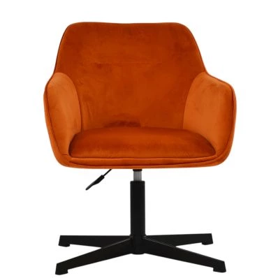 Levy Office Chair Burnt Orange Velvet & Black