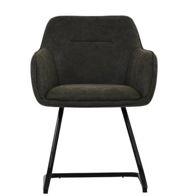 Fort Dining Chair Vintage Grey Faux Leather & Black Leg