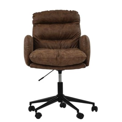 Paval Office Chair Aged Brown Faux Leather & Black