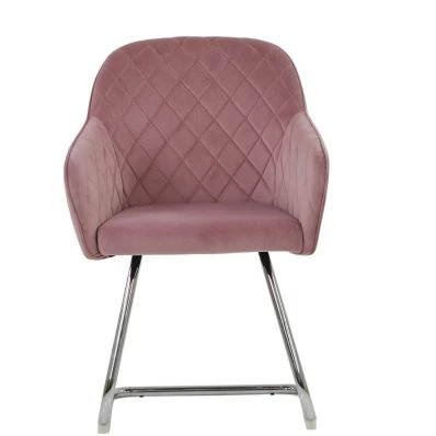 Vido Office Chair Pink Velvet & Chrome