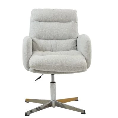 Katarni Office Chair Mink Boucle Fabric & Chrome