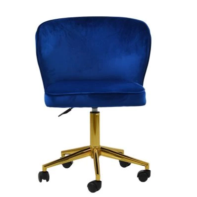 Belisimo Office Chair Blue Velvet & Gold