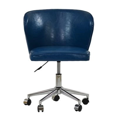Belisimo Office Chair Blue Faux Leather & Chrome