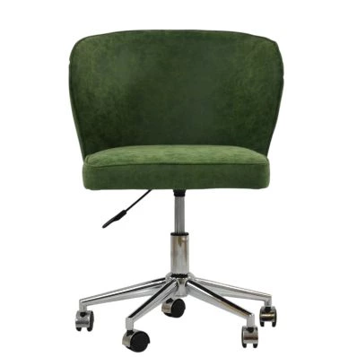 Belisimo Office Chair Aged Olive Green Faux Leather & Chrome