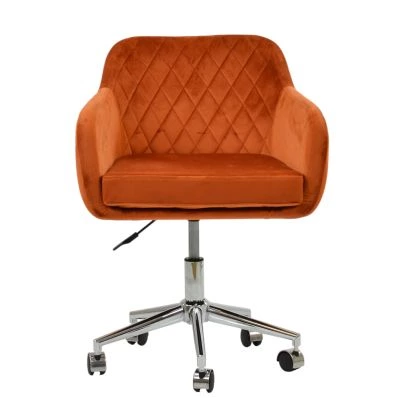 Langham Office Chair Burnt Orange Velvet & Chrome