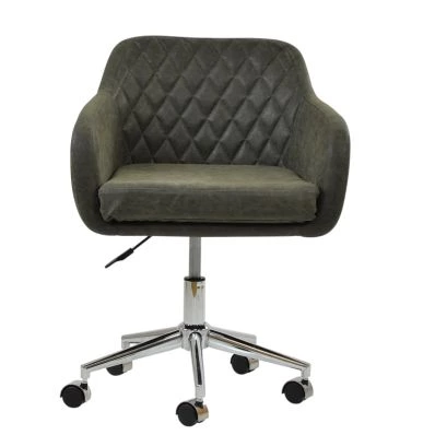 Langham Office Chair Slate Grey Faux Leather & Chrome