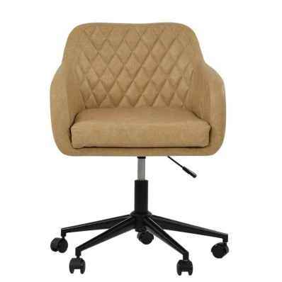 Langham Office Chair Aged Cream Faux Leather & Black