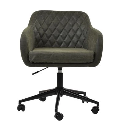Langham Office Chair Slate Grey Faux Leather & Black