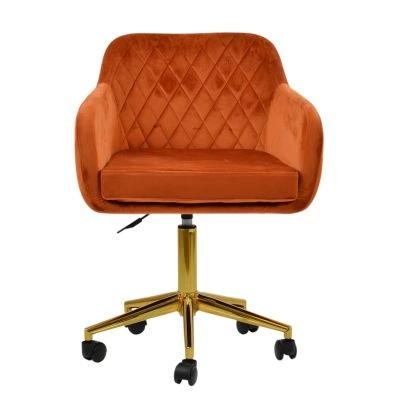 Langham Office Chair Burnt Orange Velvet & Gold