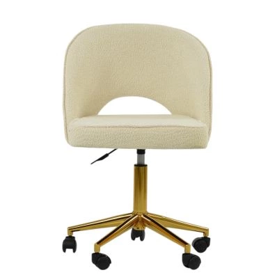 Flair Office Chair Cream Boucle Fabric & Gold
