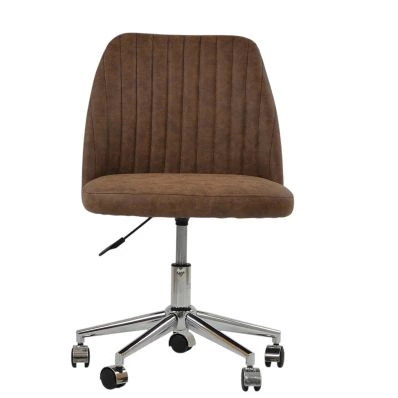 Danbury Office Chair Aged Brown Faux Leather & Chrome