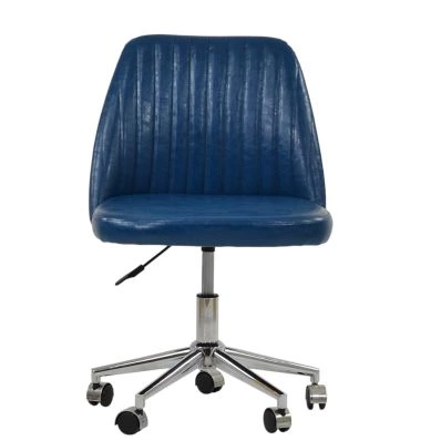 Danbury Office Chair Blue Faux Leather & Chrome