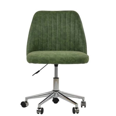 Danbury Office Chair Aged Olive Green Faux Leather & Chrome
