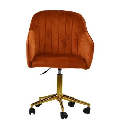 Lule Carver Office Chair Burnt Orange Velvet & Gold