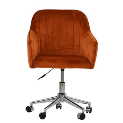 Lule Carver Office Chair Burnt Orange Velvet & Chrome