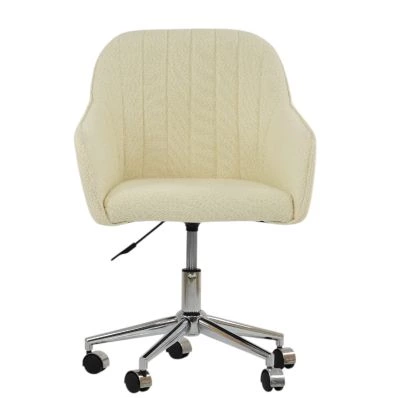 Lule Carver Office Chair Cream Boucle Fabric & Chrome