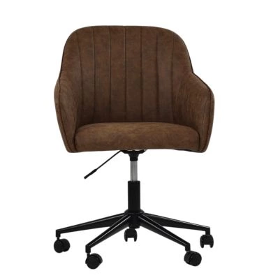 Lule Carver Office Chair Aged Brown Faux Leather & Black