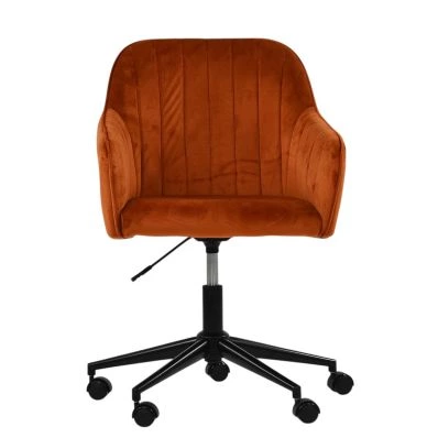 Lule Carver Office Chair Burnt Orange Velvet & Black