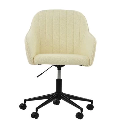 Lule Carver Office Chair Cream Boucle Fabric & Black
