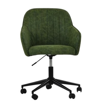 Lule Carver Office Chair Aged Olive Green Faux Leather & Black