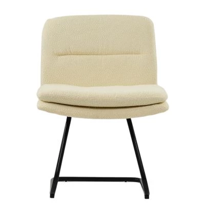 Okano Office Chair Cream Boucle Fabric & Black