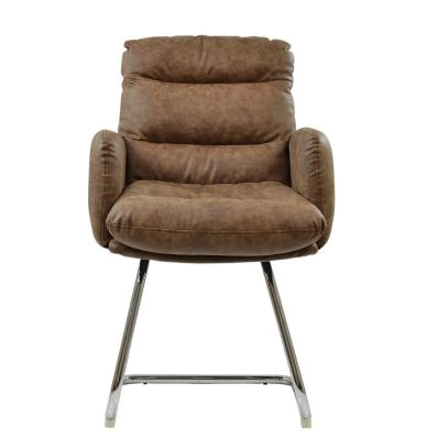 Nikan  Office Chair Aged Brown Faux Leather & Chrome
