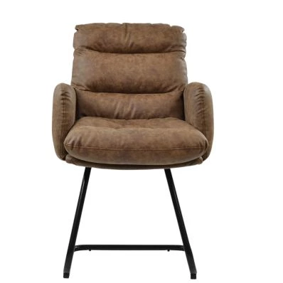 Nikan  Office Chair Aged Brown Faux Leather & Black
