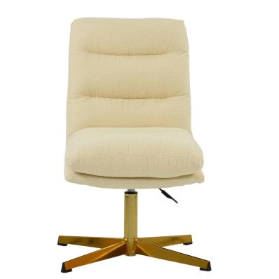 Cowper Office Chair Cream Boucle Fabric & Gold