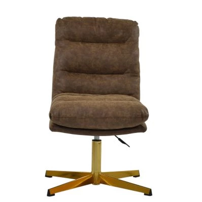 Cowper Office Chair Aged Brown Faux Leather & Gold