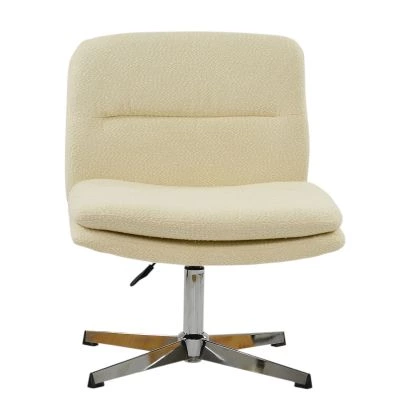 Rosso Office Chair Cream Boucle Fabric & Chrome