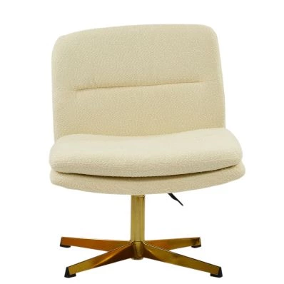 Rosso Office Chair Cream Boucle Fabric & Gold