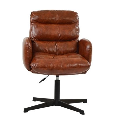 Katarni Office Chair Vintage Tan Brown Faux Leather & Black