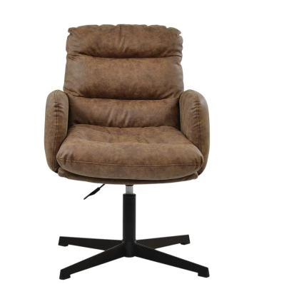 Katarni Office Chair Aged Brown Faux Leather & Black