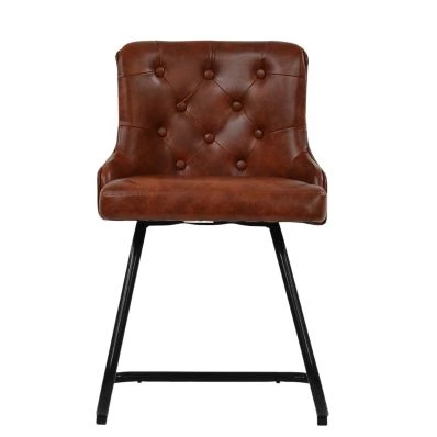 Melton Office Chair Vintage Tan Brown Faux Leather & Black