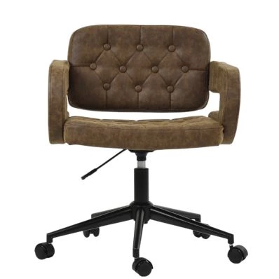 Croyde Office Chair Aged Brown Faux Leather & Black