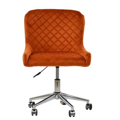 Heron Office Chair Burnt Orange Velvet & Chrome