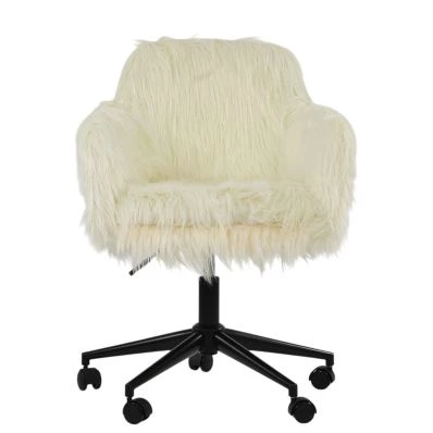 Snoop Office Chair Cream Faux Fur & Black