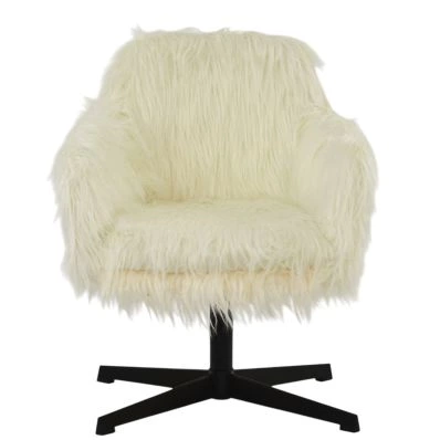 Fallen Office Chair Cream Faux Fur & Black