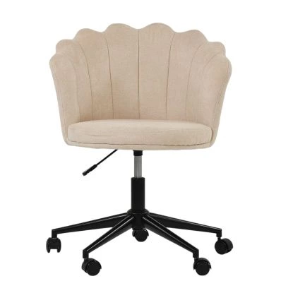 Clam Office Chair Natural Cream Fabric & Black