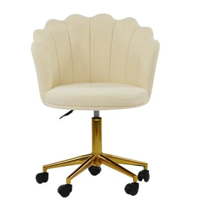 Clam Office Chair Cream Boucle & Gold
