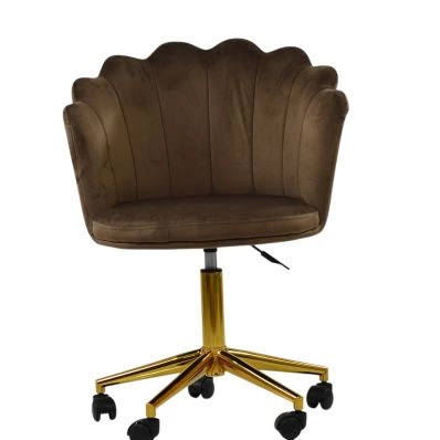 Clam Office Chair Mocha Velvet & Gold
