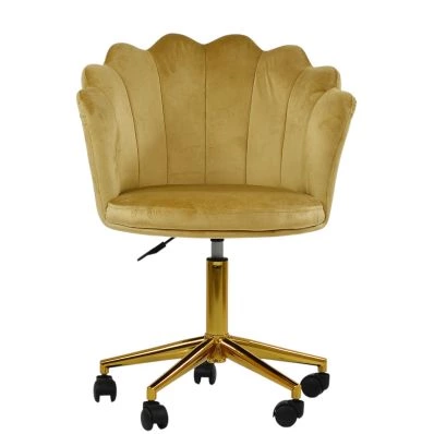 Clam Office Chair Camel Velvet & Gold