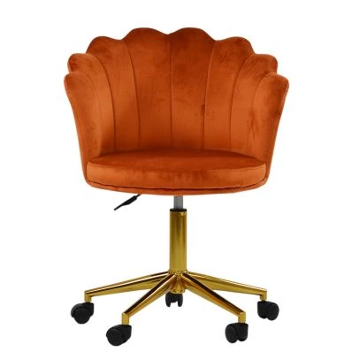 Clam Office Chair Burnt Orange Velvet & Gold