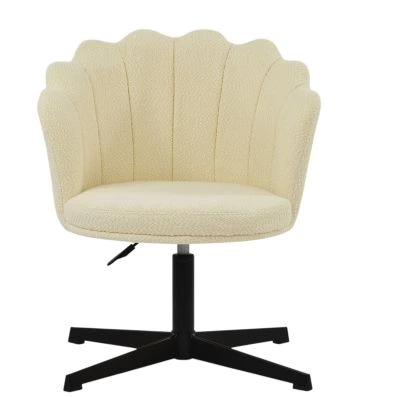 Scallop Office Chair Cream Boucle & Black