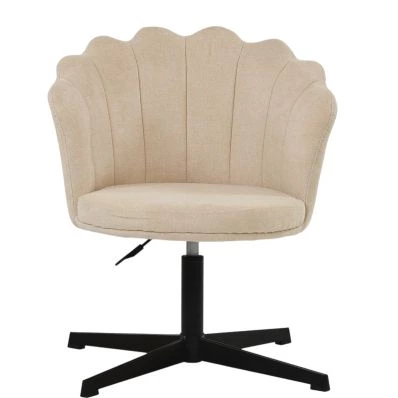 Scallop Office Chair Natural Cream Fabric & Black