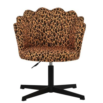 Scallop Office Chair Leopard Fabric & Black