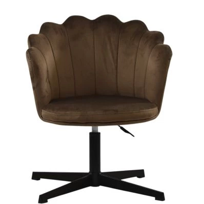 Scallop Office Chair Mocha Velvet & Black